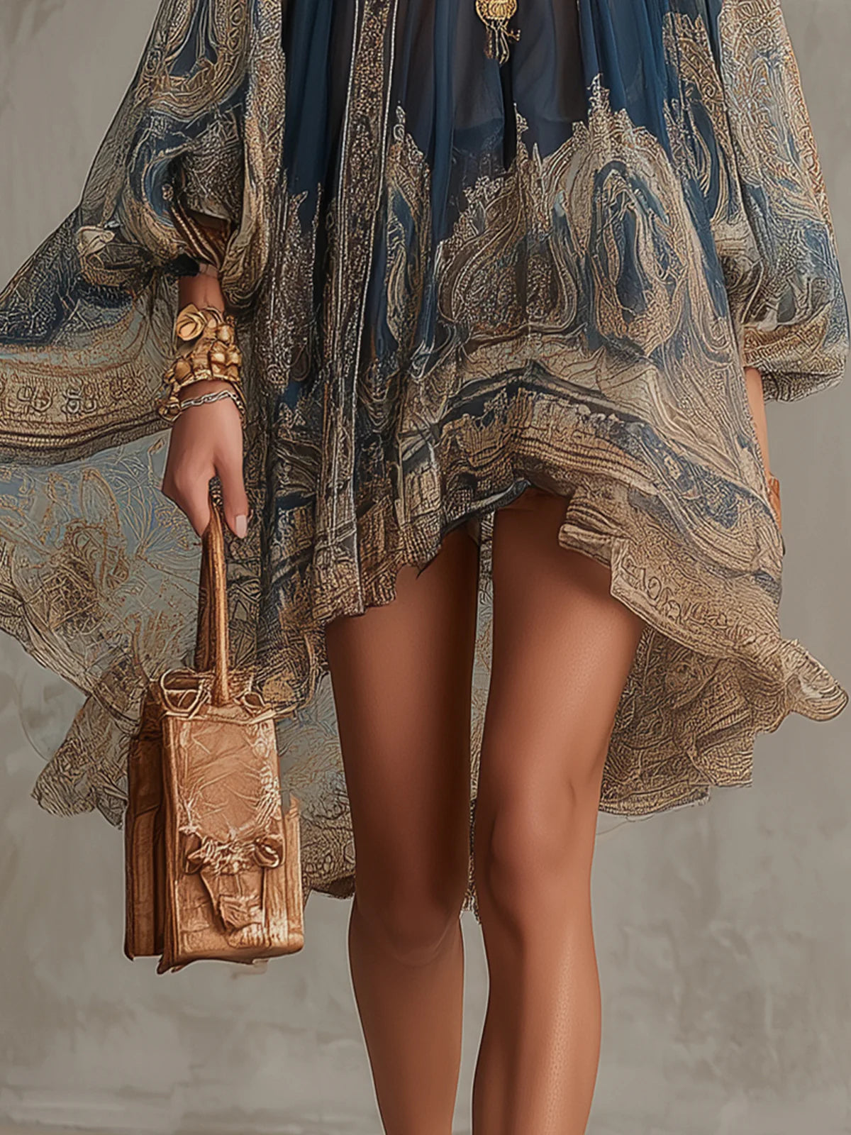 Ludovica | Minivestido azul barroco