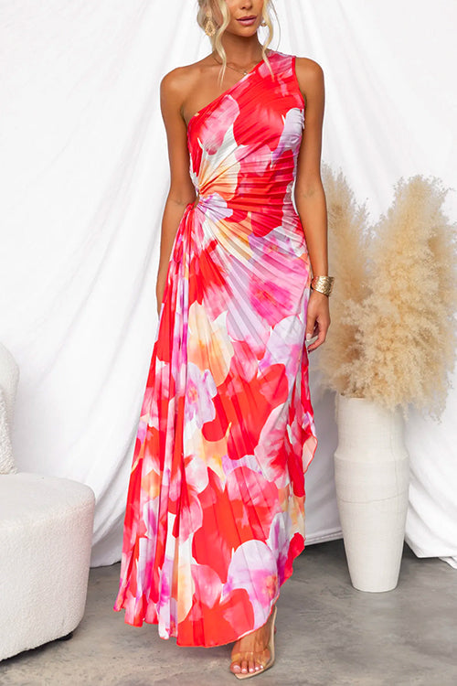 Yanira | Vestido Plisado de Un Hombro