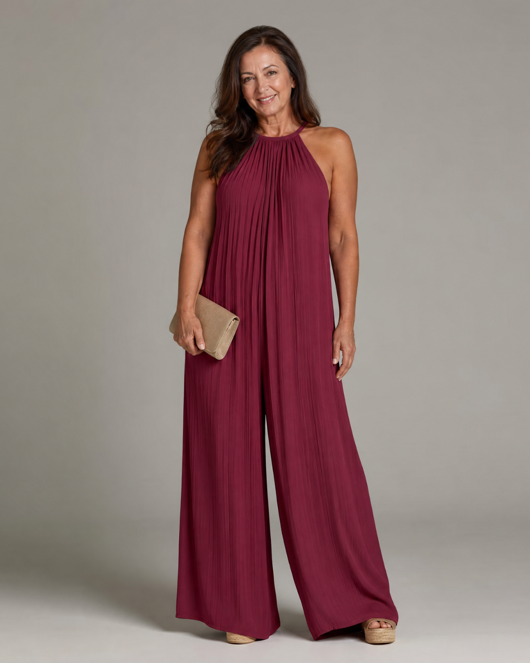 Sylvara | Enterizo de Pierna Ancha con Escote Halter