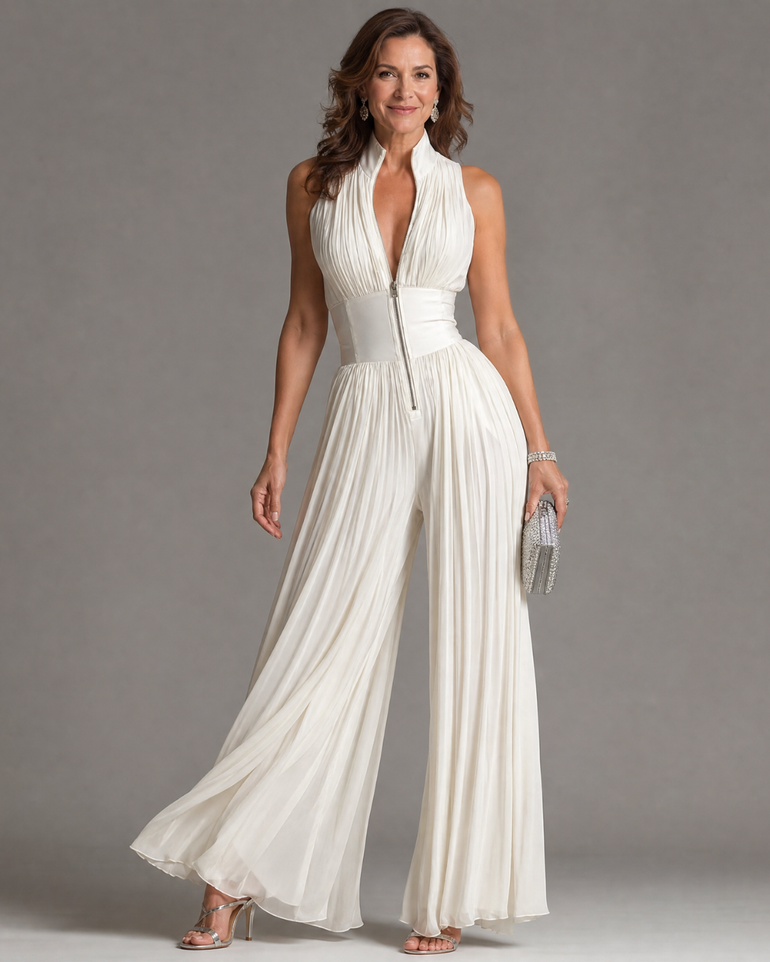 Zakira | Enterizo con Escote Halter y Pierna Ancha