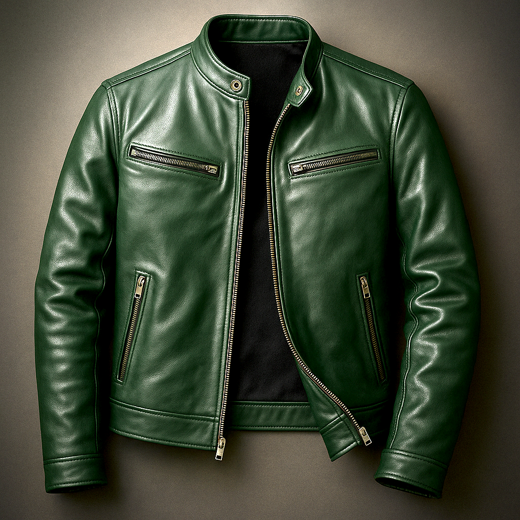 BRIXTON | Chamarra vintage de piel con cremallera