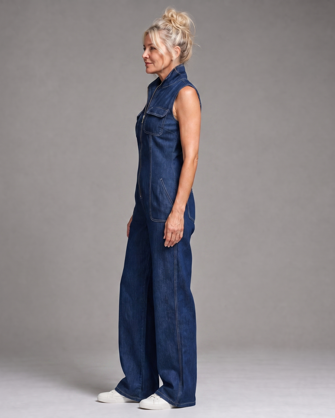 Samantha | Enterizo Denim de Pierna Ancha sin Mangas