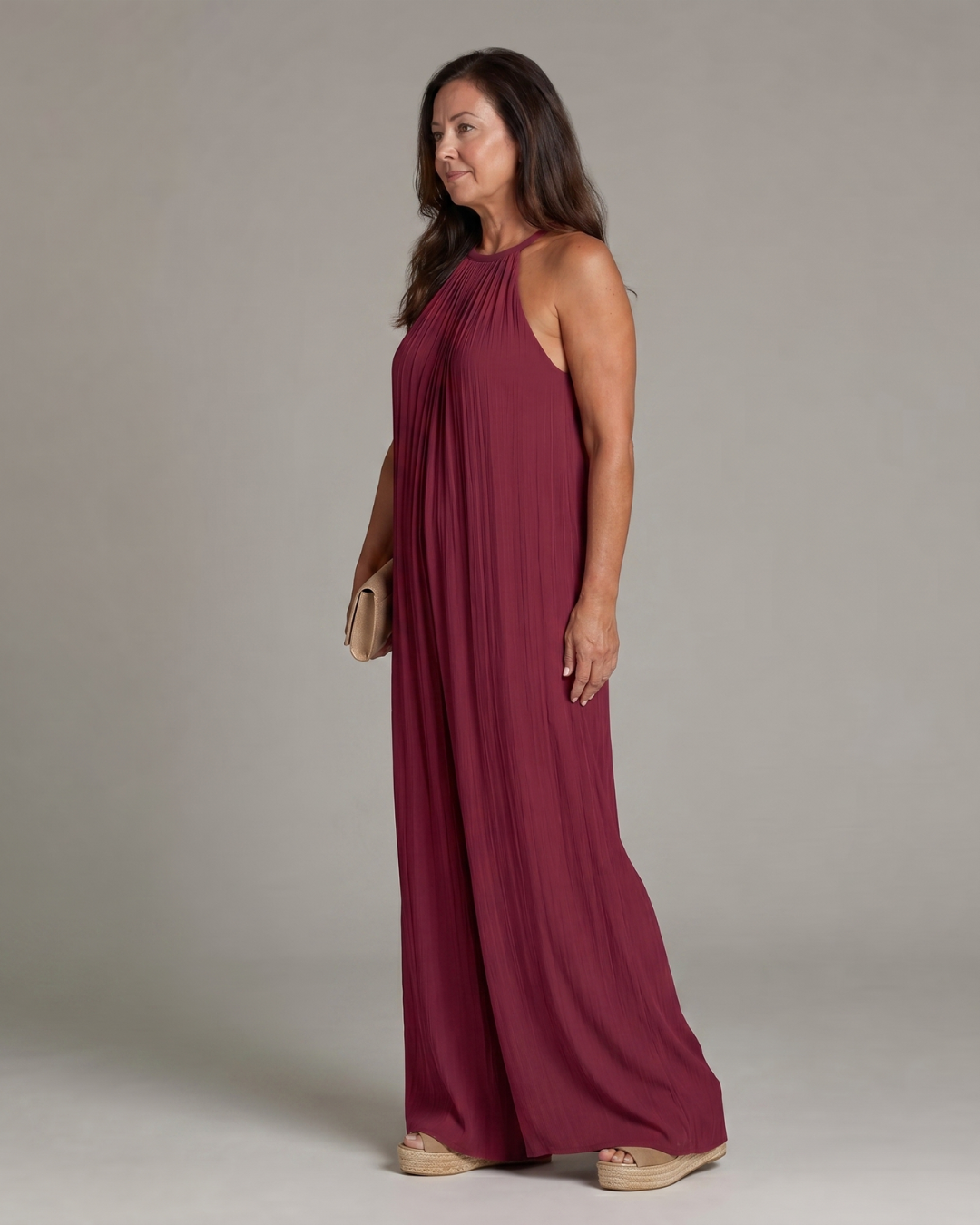 Sylvara | Enterizo de Pierna Ancha con Escote Halter