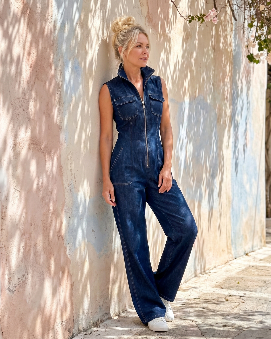 Samantha | Enterizo Denim de Pierna Ancha sin Mangas