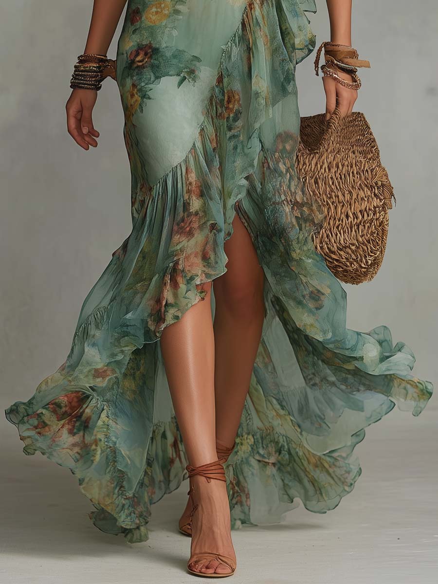 Alma | Vestido largo con estampado floral romántico