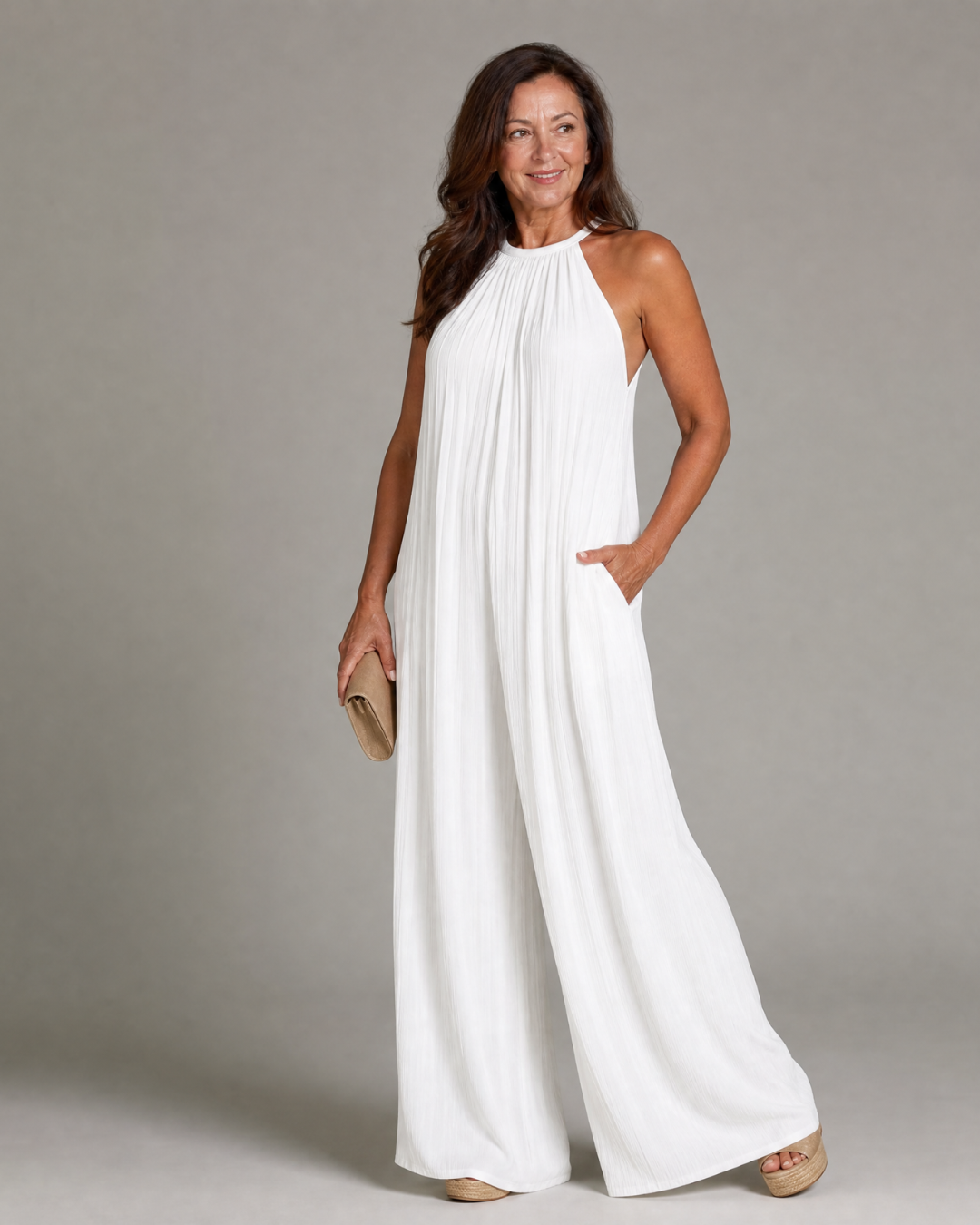 Sylvara | Enterizo de Pierna Ancha con Escote Halter