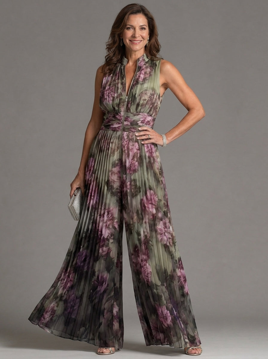 Zakira | Jumpsuit Floral con Escote Halter y Pierna Ancha
