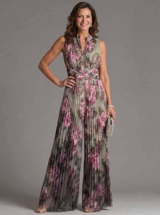 Zakira | Jumpsuit Floral con Escote Halter y Pierna Ancha