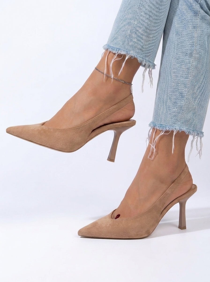 Marlena™ | Tacones Bajos de Color Nude