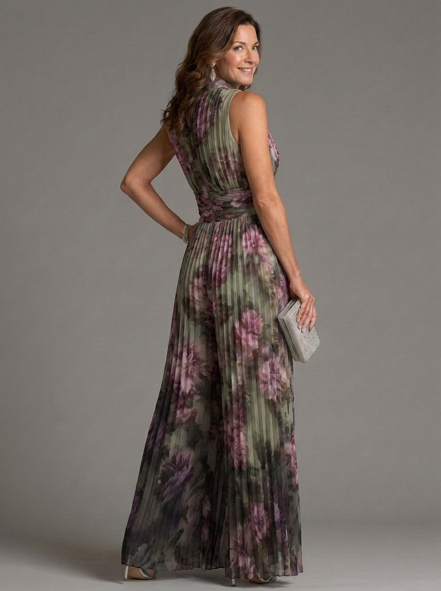 Zakira | Jumpsuit Floral con Escote Halter y Pierna Ancha