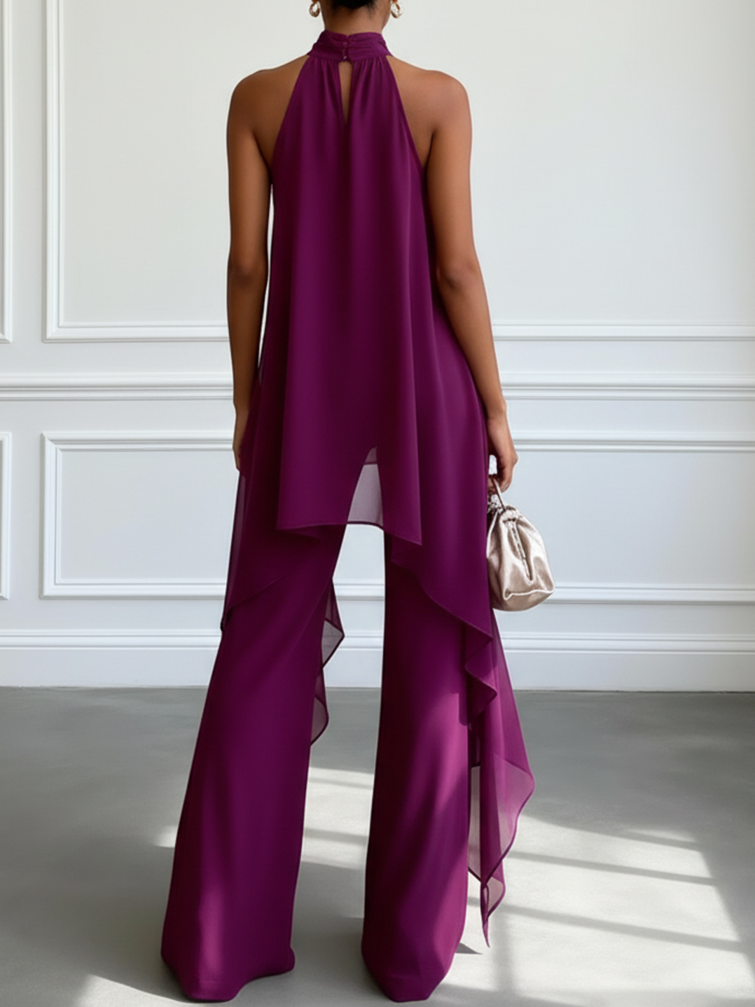 Conjunto Top Morado y Pantalón