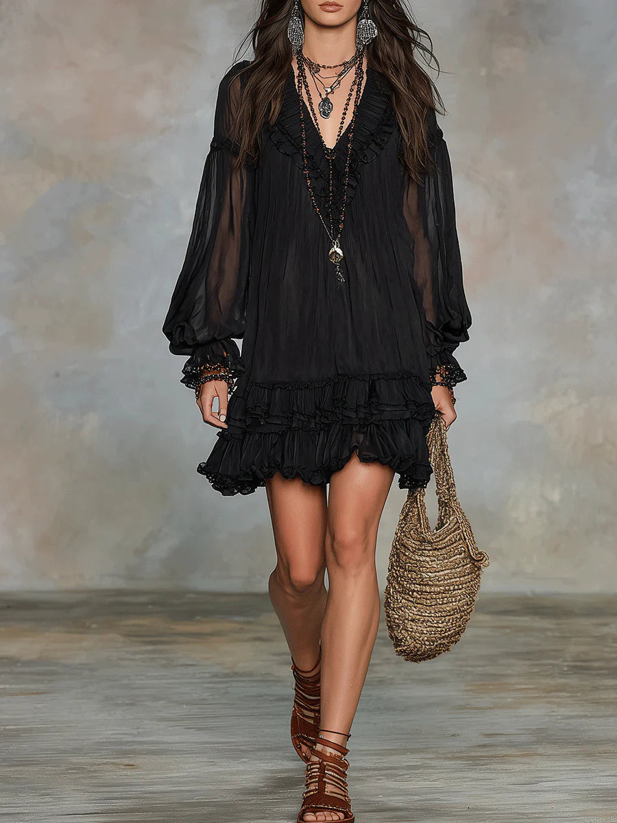 Elisa | Minivestido negro escote V