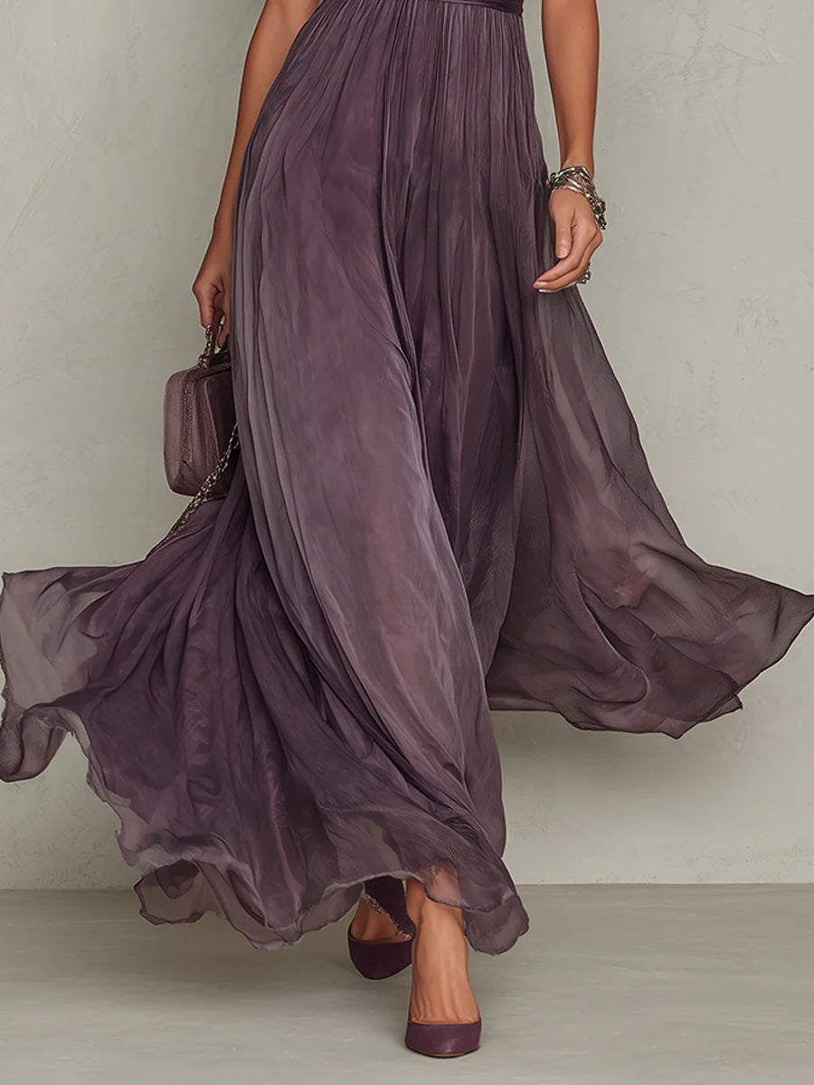 Vestido Largo Morado de Chiffon
