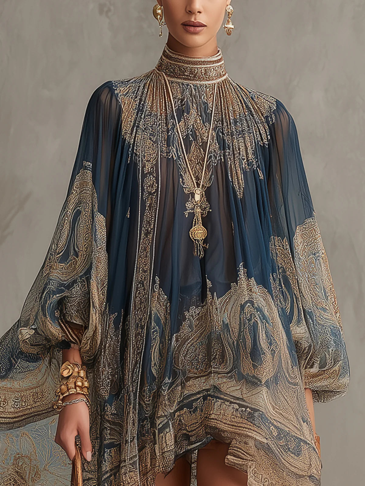 Ludovica | Minivestido azul barroco