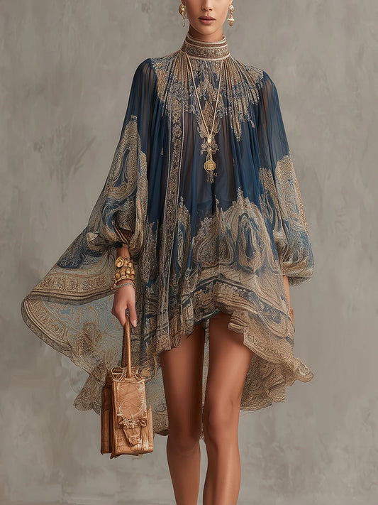 Ludovica | Minivestido azul barroco