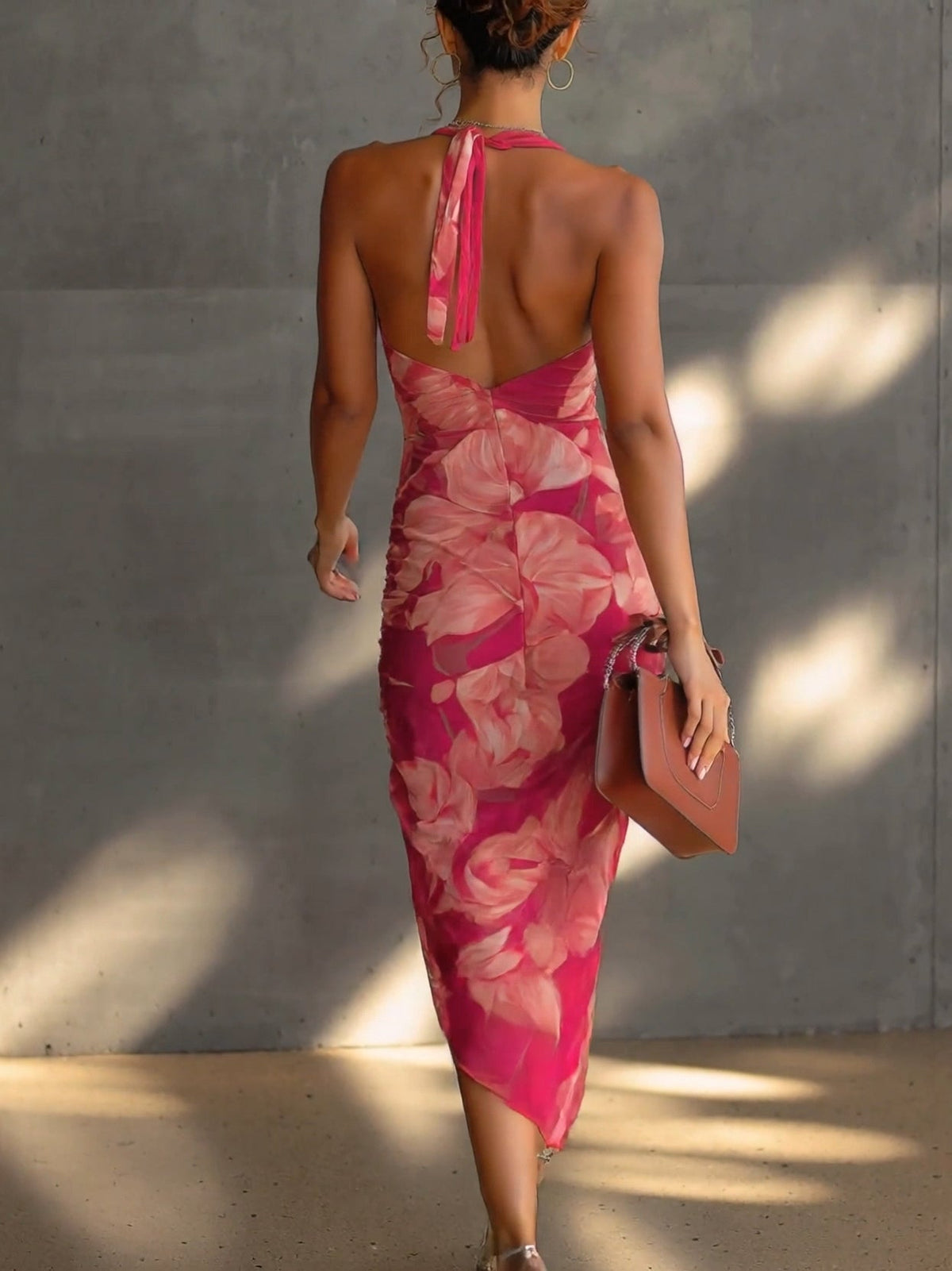 Vestido Bodycon Floral Fucsia