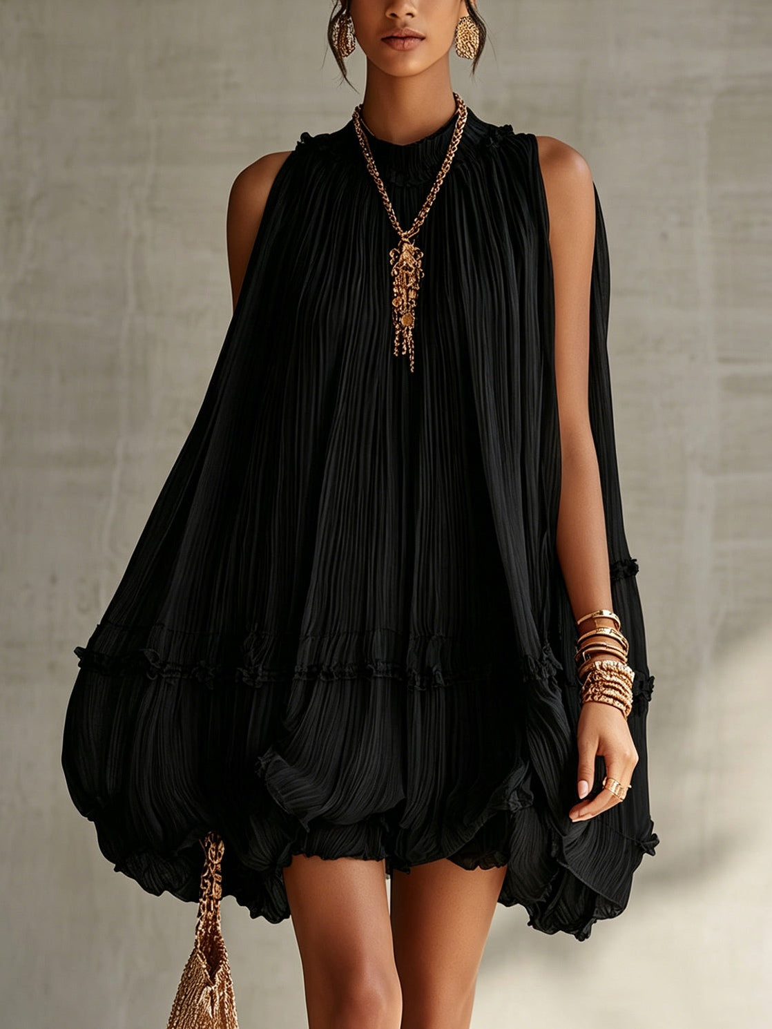 Bianca | Minivestido negro vaporoso
