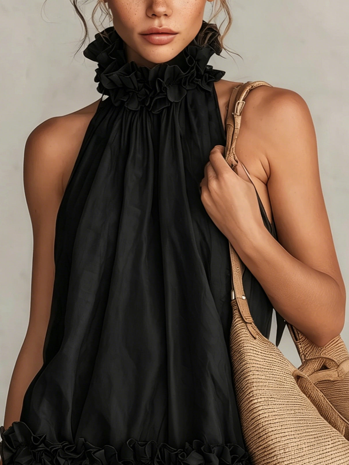 Aurora | Minivestido negro con holanes