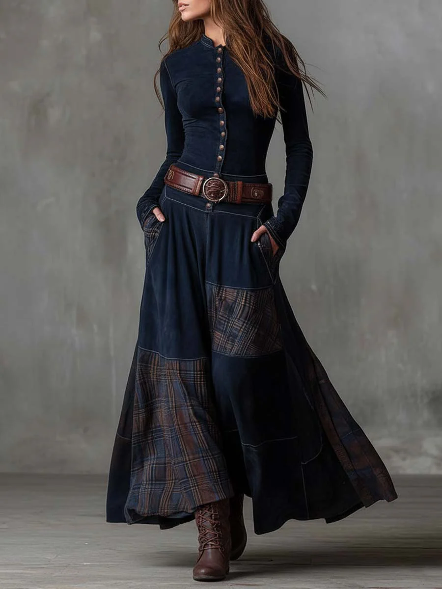 Livia – Vestido Maxi de Gamuza con Cinturón